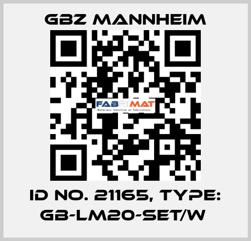 Id No. 21165, Type: GB-LM20-SET/W  GBZ MANNHEIM