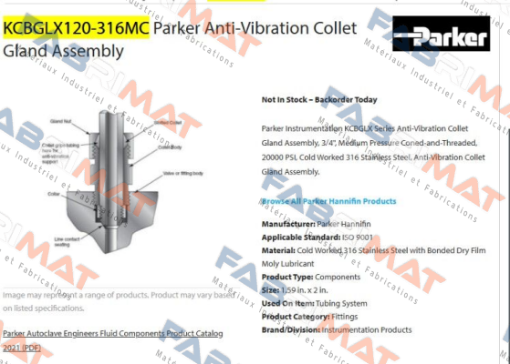 KCBGLX120-316MC Parker