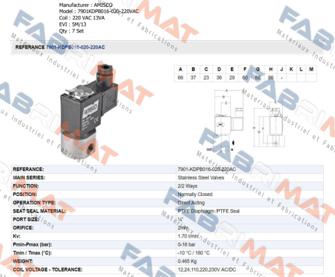 7901KDPB016-020-220VAC  Amisco