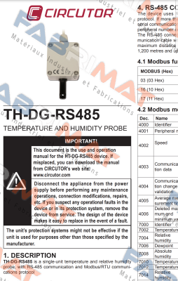 TH-DG-RS485  Circutor