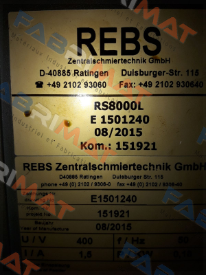 RS8000L  Rebs Zentralschmiertechnik