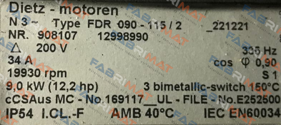 FDR 090-115/2 NR.623362 OEM for  Zünd Systemtechnik AG Dietz-Motoren