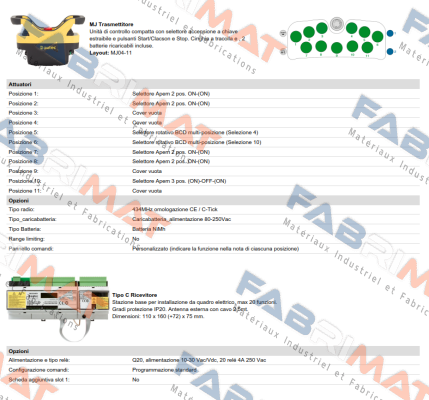 Complete Autec remote control trasmitter MJ + receiver Type C Autec