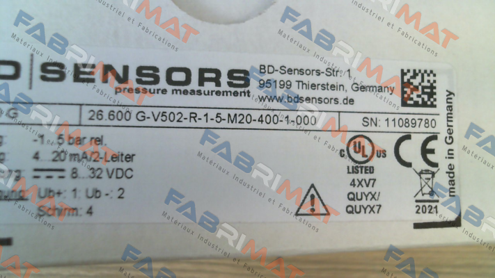 26.600 G-V502-R-1-5-M20-400-1-000 Bd Sensors