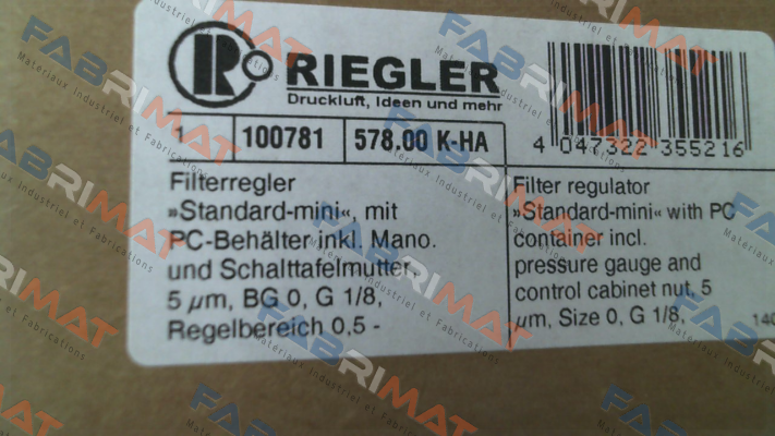 p/n: 100781, Type: 578.00 K-HA Riegler