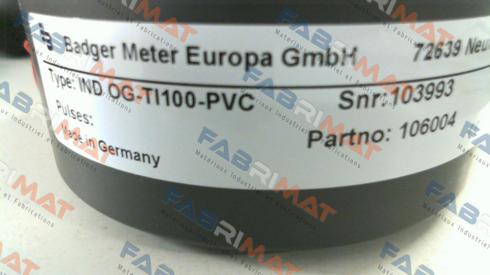 P/N 106004 Type: Industrial OG-TI100-PVC Badger Meter