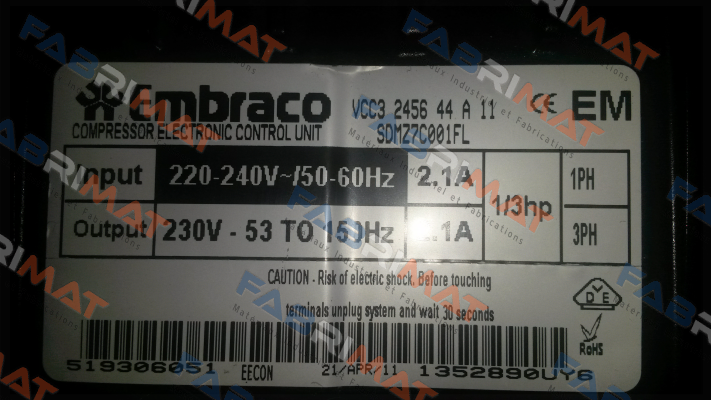 VCC3 2456 44  OEM Embraco